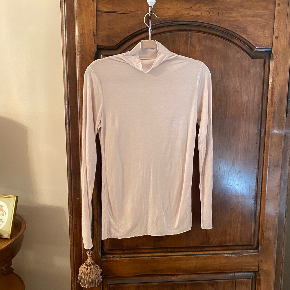 Velvet Light Weight Funnel Neck Cream Long Sleeve Top